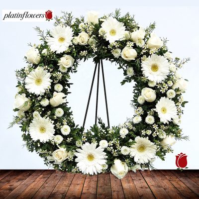 arreglo funerario flores blancas